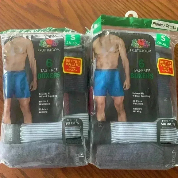 Fruit of the loom small 28-30 six tag, free boxers, relax fi￼t 2 packs 12pair - Picture 1 of 5
